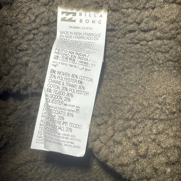 Billabong Barlow Sherpa Jacket NWT Size Small - Picture 7 of 15